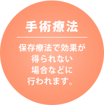 手術療法 保存療法で効果が得られない場合などに行われます。